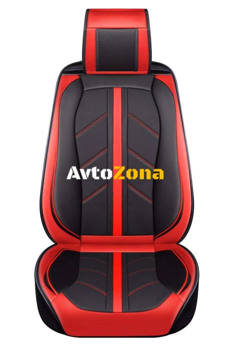 Комплект Универсална Авто Тапицерия Еко Кожа Лукс Sport Червено-Черно - Avtozona