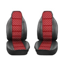 Комплект Универсална Тапицерия Тип Масажор 1 + 1 за Предни Седалки Лукс Черно - Червен конец Еко Кожа - Avtozona