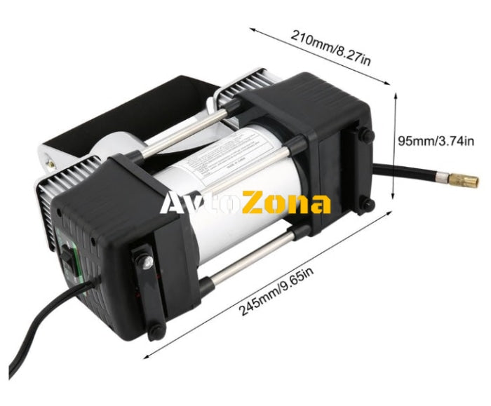 Компресор За Помпане На Гуми Двубутален Двуцилиндров Метален 12V 20A - Avtozona