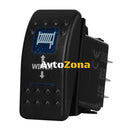 Копче Бутон За Вграждане Моментен Самовъзвратен за Лебедка Макара Повдигач 12V - 24V Надпис WINCH Синя Светлина - Avtozona