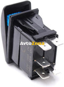 Копче Бутон За Вграждане Моментен Самовъзвратен за Лебедка Макара Повдигач 12V - 24V Надпис WINCH Синя Светлина - Avtozona