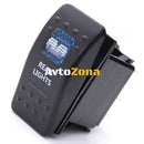 Копче Бутон За Вграждане за LED Лед Бар Халоген Задни Светлини 12V - 24V Надпис REAR LIGHTS Синя Светлина - Avtozona