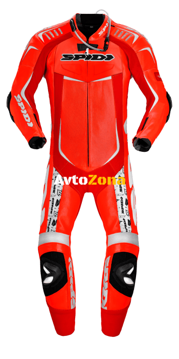 Кожен мото екип с гърбица SPIDI TRACK Perforated REPLICA EVO RED/WHITE - Avtozona