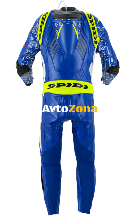 Кожен мото екип с гърбица SPIDI TRACK REPLICA EVO BLUE/YELLOW - Avtozona