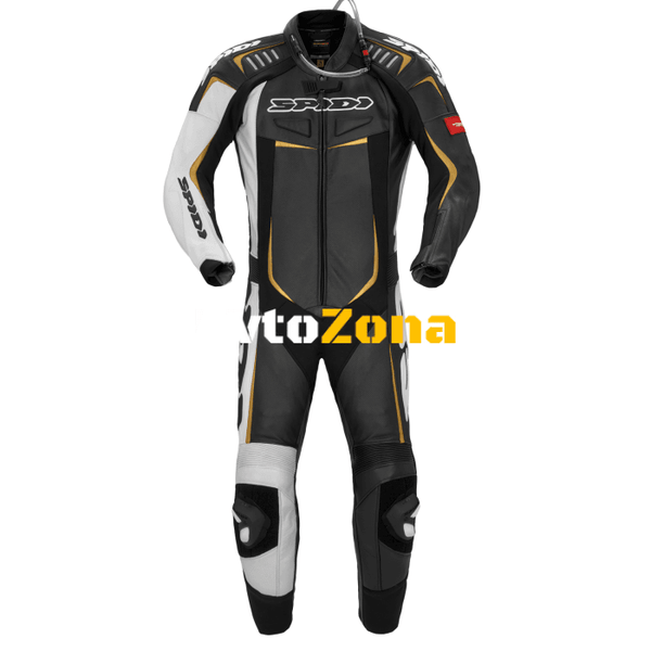 Кожен мото екип с гърбица SPIDI TRACK WIND PRO BLACK/GOLD - Avtozona