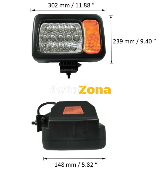 Ляв LED фар - къси / дълги светлини мигач рефлектор - подходящ за трактор комбайн багер и др - 16 диода - Avtozona