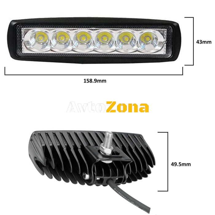 LED 18w халогенна дневна светлина работна лампа 12/24V за ролбар джип АТВ - Avtozona