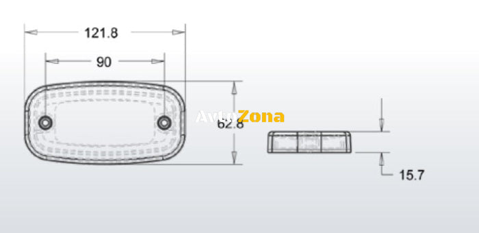 LED Бял Светодиоден Габарит Маткер Токос Неон Ефект 122mm x 63mm с Три Функции 12V-24V - Avtozona