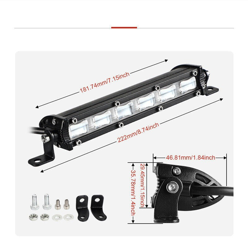 LED БАР - 18W - 18 СМ Подходящ за ATV SUV офроуд 4x4 камиони джипове мотоциклети - Avtozona