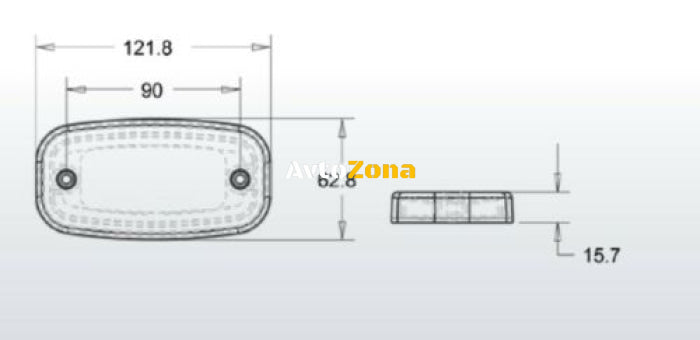 LED Червен Светодиоден Габарит Маткер Токос Неон Ефект 122mm x 63mm с Три Функции 12V-24V - Avtozona