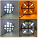 LED Диоден Халоген Фар Бял Оранжев Габарит Ø 218 мм 12V 24V 12 Диода за джип камион трактор багер земеделски машини и др. - Avtozona