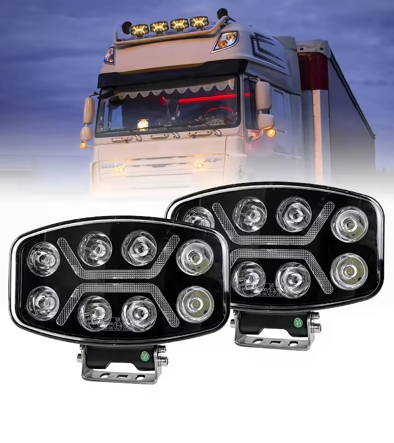 LED мощен диоден фар халоген лампа 12V-24V 90W бяло-жълто за АТВ джип камион трактор земеделски и селскостопански машини и др. - Avtozona