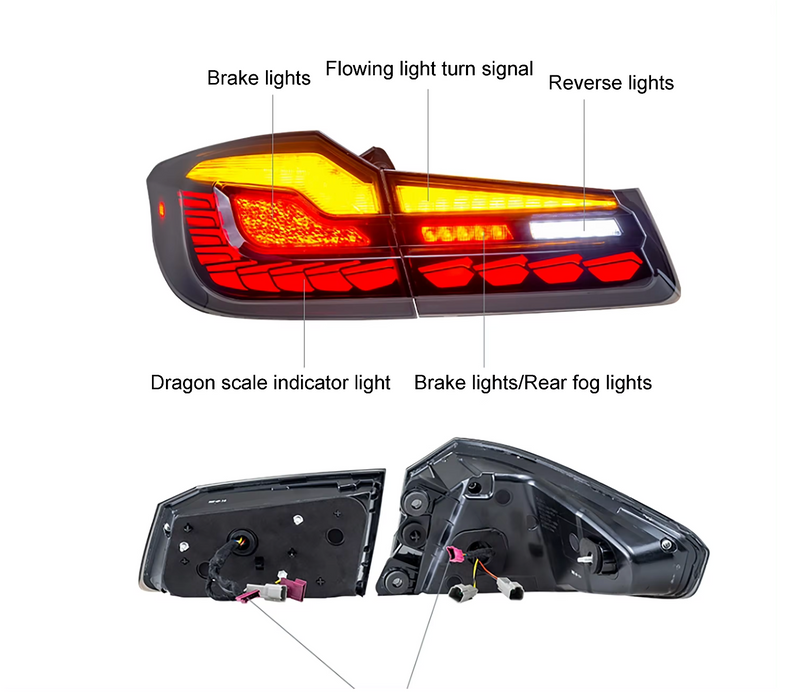 LED Стопове за BMW 5 Series G30 (2017-2019) RED/BLUE SMOKE - Avtozona