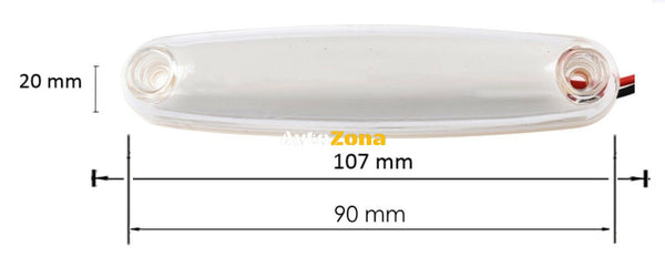 LED Светодиоден Габарит Неон Ефект Маркер Токос Бял 12V-24V 107 мм - Avtozona