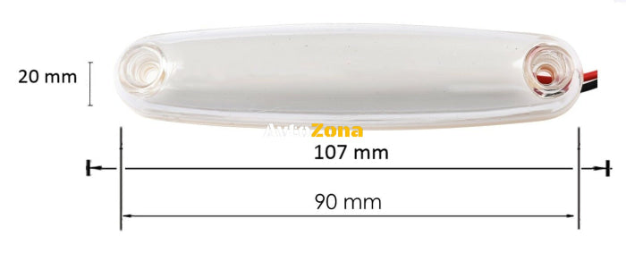 LED Светодиоден Габарит Неон Ефект Маркер Токос Бял 12V-24V 107 мм - Avtozona