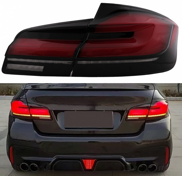 M Look RED CLEAR LED СТОПОВЕ за BMW 5 Series F10 (2011-2017) Conversion to G30 LCI - Avtozona