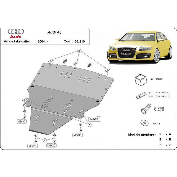 Метална кора под двигател и скоростна кутия за AUDI A6 (4F2 C6) от 2004 до 2011 - Avtozona