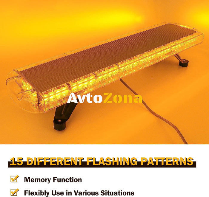 Мощна аварийна сигнална лампа 98 см 72 LED ЛЕД блиц маяк буркан лед бар 12-24V със 15