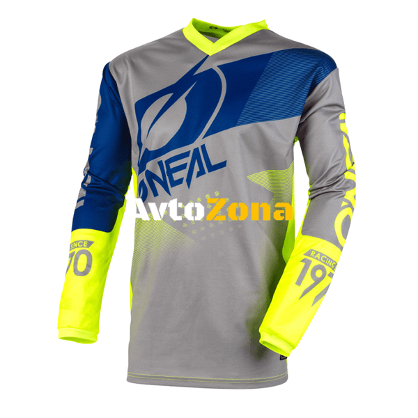 Мотокрос блуза O’NEAL ELEMENT FACTOR GRAY/BLUE/NEON YELLOW - Avtozona