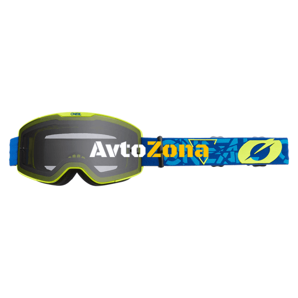 Мотокрос очила B-20 STRAIN V.22 BLUE/NEON YELLOW - GRAY - Avtozona