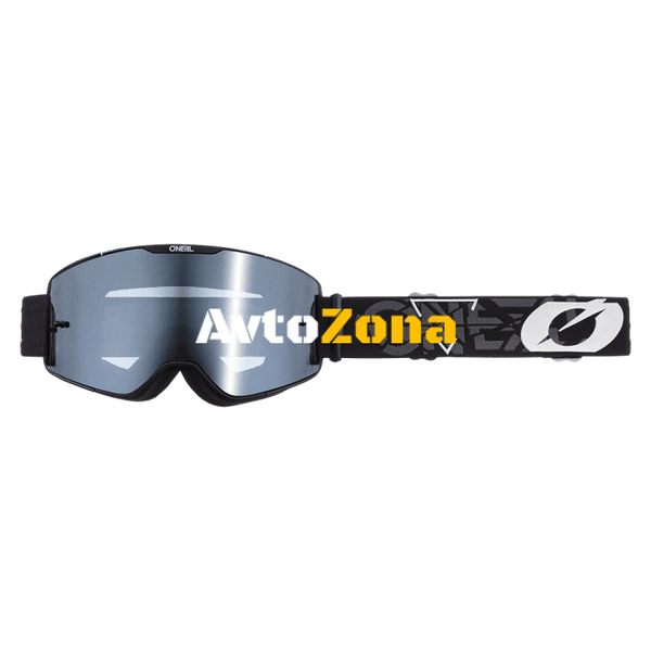 Мотокрос очила B-20 STRAIN V.22 BLACK/WHITE-SILVER MIRROR - Avtozona