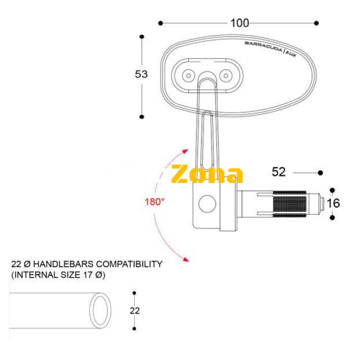 Огледала за мотор BARRACUDA SKIN-R/BAR END BLACK (PAIR) - Avtozona