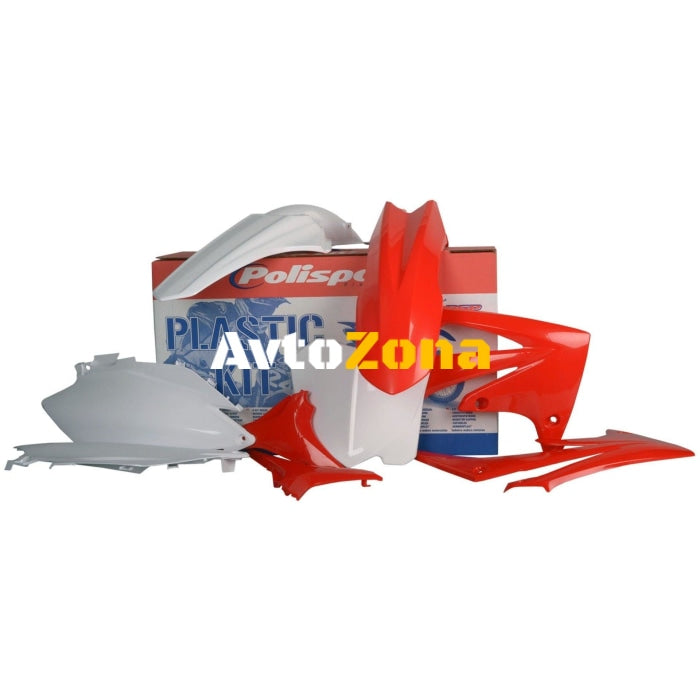 Пластмасов MX кит POLISPORT за HONDA CRF250R - 2011-13 / CRF450R - 2011-12 White/Red - Avtozona