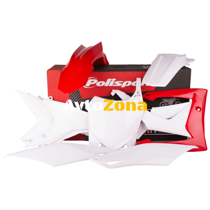 Пластмасов MX кит POLISPORT за HONDA CRF250R - 2014-17 / CRF450R - 2012-16 White/Red ОЕМ - Avtozona