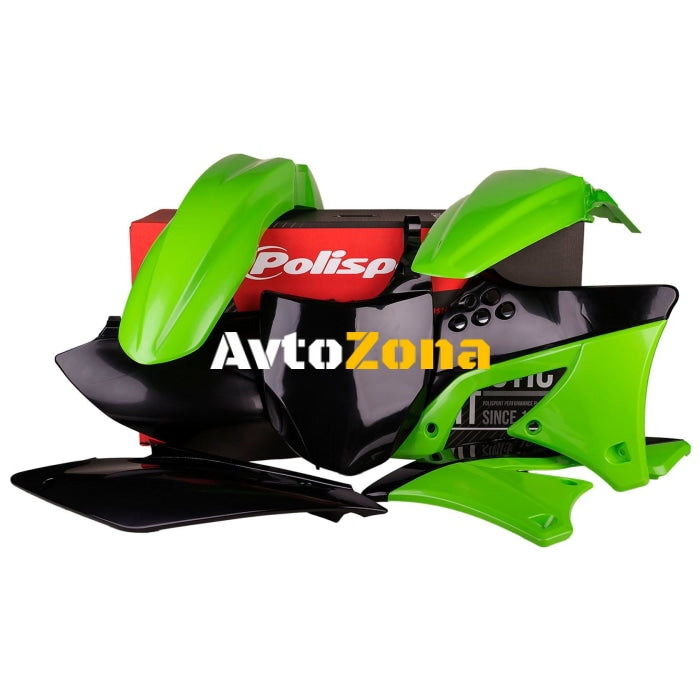 Пластмасов MX кит Polisport за Kawasaki KX250-2009-12 Green/Black OEM Color - Avtozona