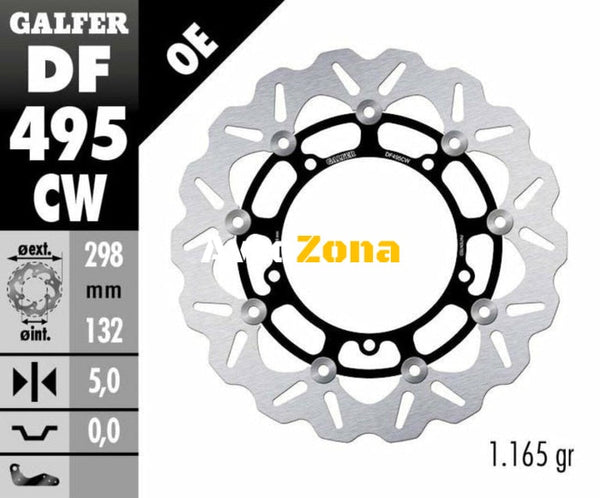 Плаващ преден спирачен диск Galfer WAVE FLOATING COMPLETE (C. ALU.) 298x5mm DF495CW - Avtozona