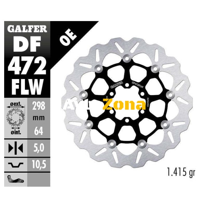 Плаващ преден/заден спирачен диск Galfer WAVE FLOATING (C. STEEL) 298x5mm DF472FLW - Avtozona