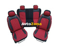 Пълен комплект PREMIUM тапицерия/калъфи от еко кожа и текстил - червено с черно - Avtozona