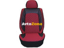 Пълен комплект PREMIUM тапицерия/калъфи от еко кожа и текстил - червено с черно - Avtozona