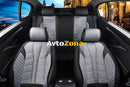 Пълен Комплект Универсална Тапицерия Калъфи За Автомобилни Седалки Лукс Еко Кожа и Текстил Сиво и Черно - Avtozona