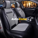 Пълен Комплект Универсална Тапицерия Калъфи За Автомобилни Седалки Лукс Еко Кожа Сиво и Черно - Avtozona
