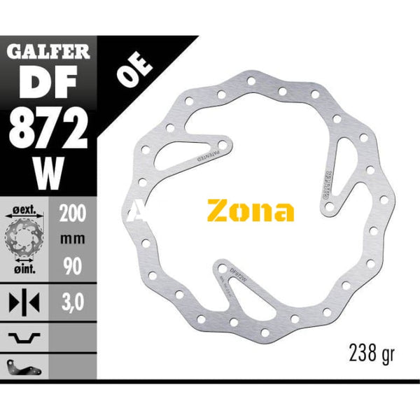 Преден спирачен диск Galfer BRAKE TRACK WAVE 200x3mm DF872W - Avtozona