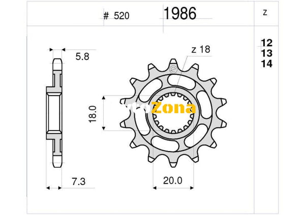 Предно зъбчато колело (пиньон) TROFEO 361986Z12 - Avtozona