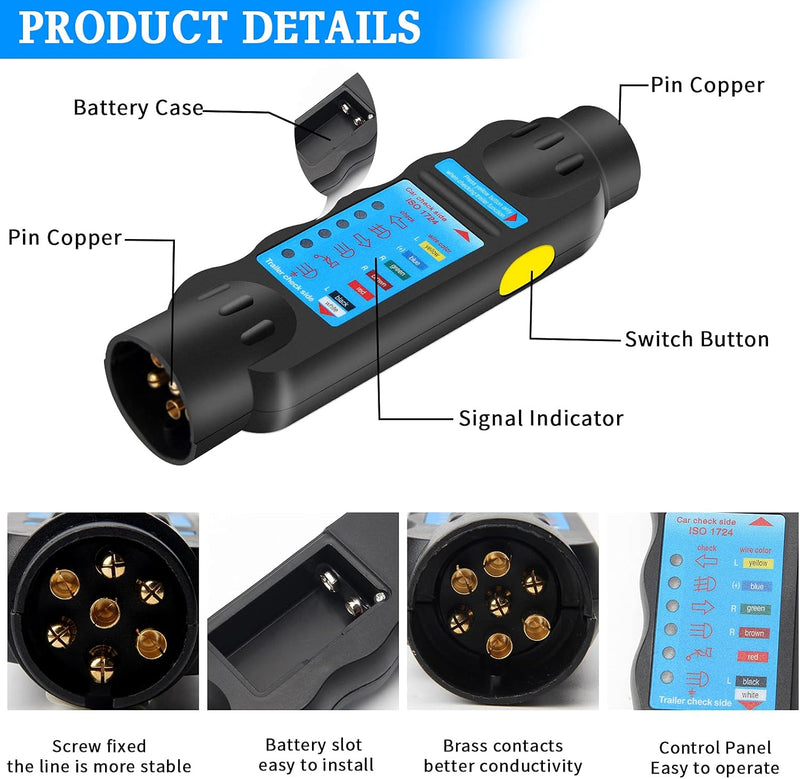 Професионален тестер за проверка и диганостика на светлини на ремарке 7 пина 12V - Avtozona