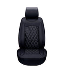 Пълен Комплект Луксозни Калъфи за Седалки Универсална Кожена Тапицерия Черна Еко Кожа със Сив Шев - Avtozona