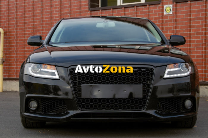 Решетка Audi A4 B8 (2008-2011) RS4 Дизайн Матово Черно - Avtozona