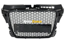 Решетка за Audi A3 8P Facelift (2007-2012) RS Дизайн Honeycomb Piano Black с PDC Покривки - Avtozona