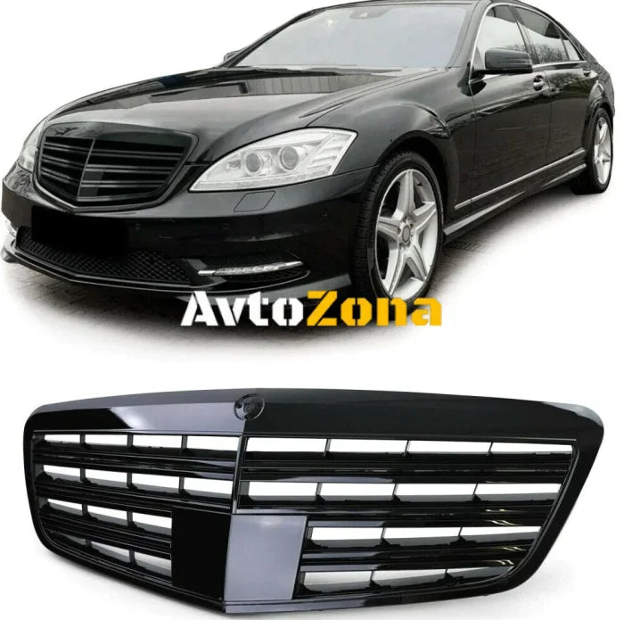 Решетка за Mercedes S-Class W221 Facelift (2010-2013) S63 S65 Дизайн Piano Black - Avtozona