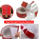 Светлоотразителна рефлекторна самозалепваща се лента фолио с висока фотометрична мощност 5 m x 5 cm червено - бяло - Avtozona