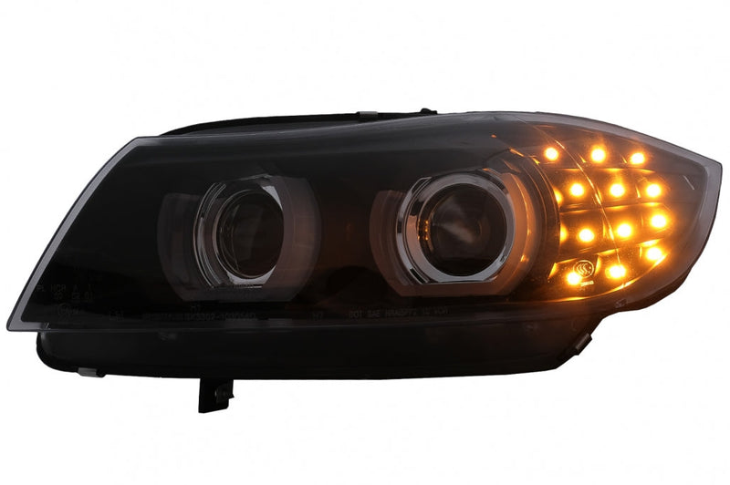 Тунинг 3D Angel Eyes LED Фарове за BMW 3 Series E90 E91 LCI with AFS (2008-2011) - Avtozona