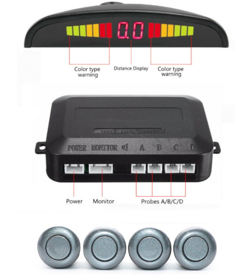 Ултразвуков Парктроник с Четири Сиви Датчика и LED Дисплей - Avtozona