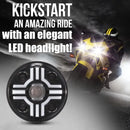 Универсален 7 инча 18см ЛЕД LED фар лампа халоген 12V-24V къси/дълги с DRL дневни светлини мигач бяло-жълто за АТВ джип мотоциклет камион