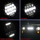 Универсален 7 инча 18см ЛЕД LED фар лампа халоген 12V-24V къси/дълги с DRL дневни светлини бяло 4000lm за АТВ джип мотоциклет камион