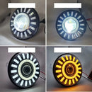 Универсален 7 инча 18см ЛЕД LED фар лампа халоген 12V-24V къси/дълги с DRL дневни светлини мигач бяло-жълто за АТВ джип мотоциклет камион