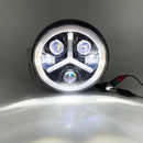Универсален 7 инча 18см ЛЕД LED фар лампа халоген 12V-24V къси/дълги с DRL дневни светлини мигач бяло-жълто 7000lm за АТВ джип мотоциклет