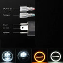 Универсален 7 инча 18см ЛЕД LED фар лампа халоген 12V-24V къси/дълги с DRL дневни светлини мигач бяло-жълто 7500lm за АТВ джип мотоциклет